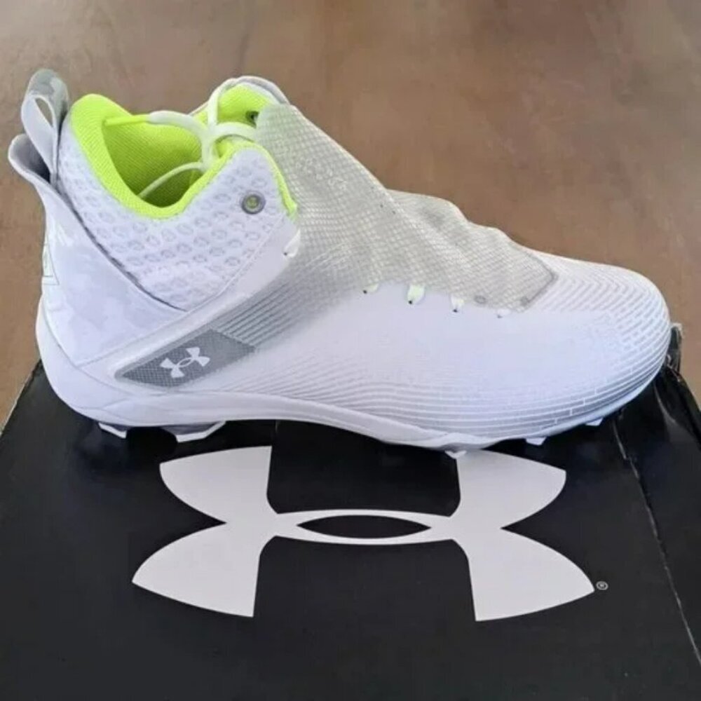 Under Armour Highlight Hammer MC Football Cleats - White/Silver - Size: 11.5